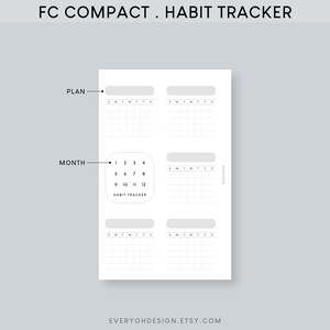 Habit Tracker Printable FC Compact Inserts Monthly Routine Planner Goal ...