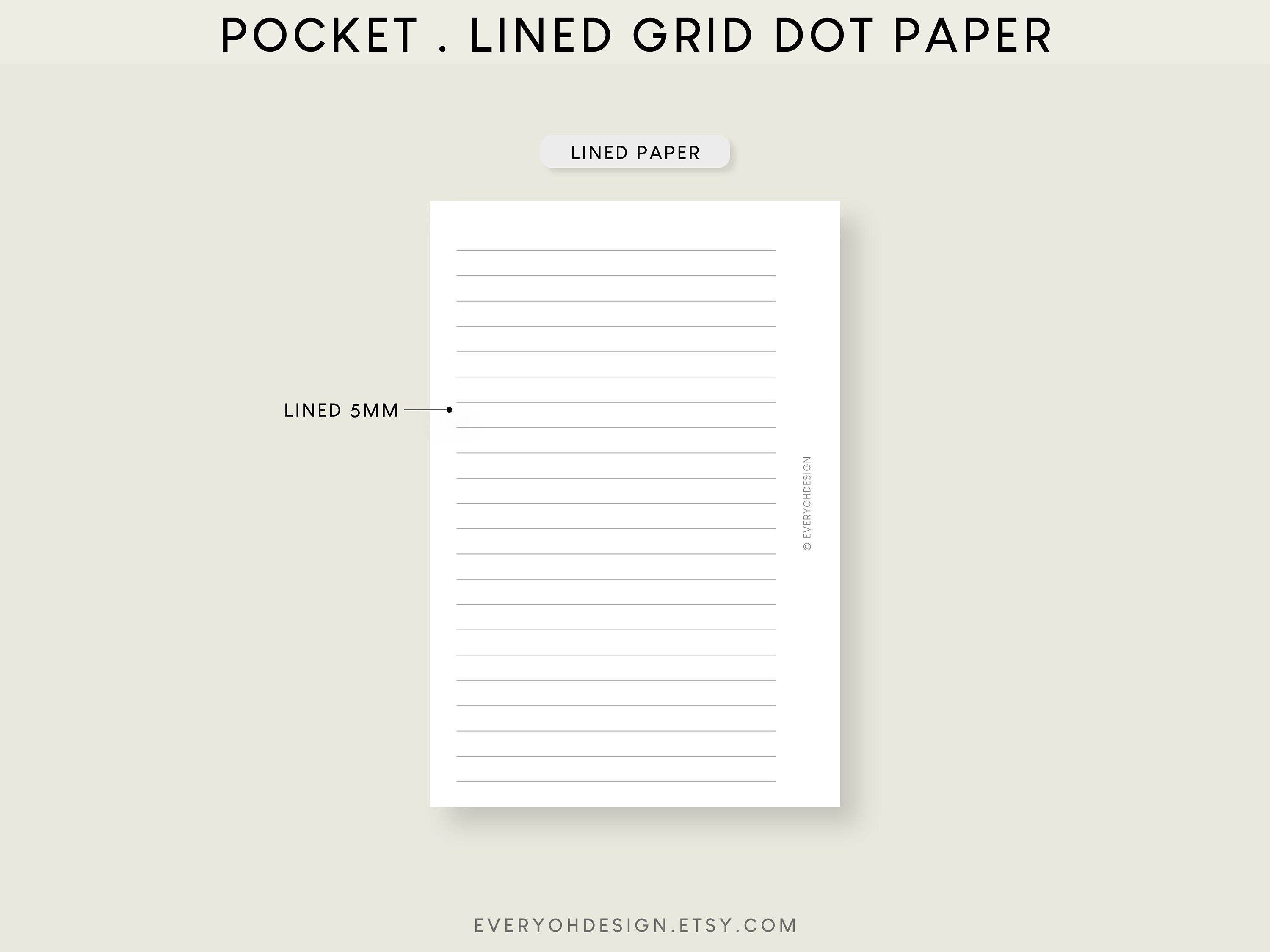 Lined Dot Grid Note Paper Pocket Inserts Printable Planner Pocket