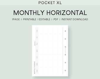 Pocket Plus Undated Monthly Planner Insert: Minimalist Printable (PDF)
