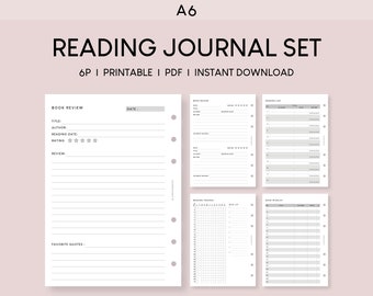 A6 Reading Journal Printable Inserts: Minimalist Book Planner (PDF)