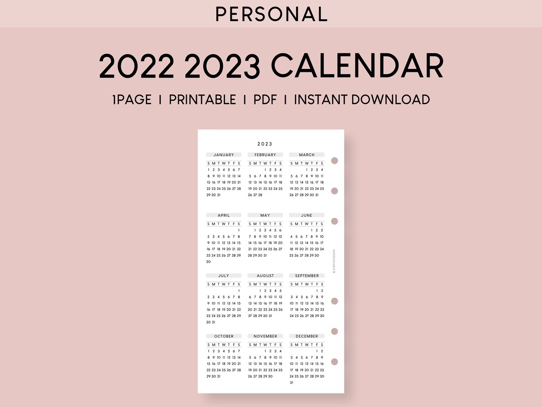 2022 2023 Calendar Personal Printable Planner Insert Dated - Etsy Finland