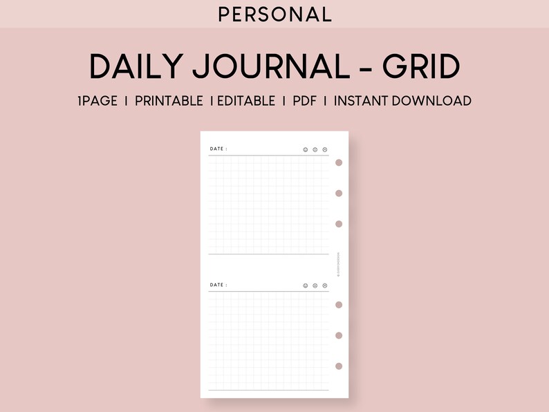 Personal Diary Template Printable Insert Daily Journal Editable Planner ...