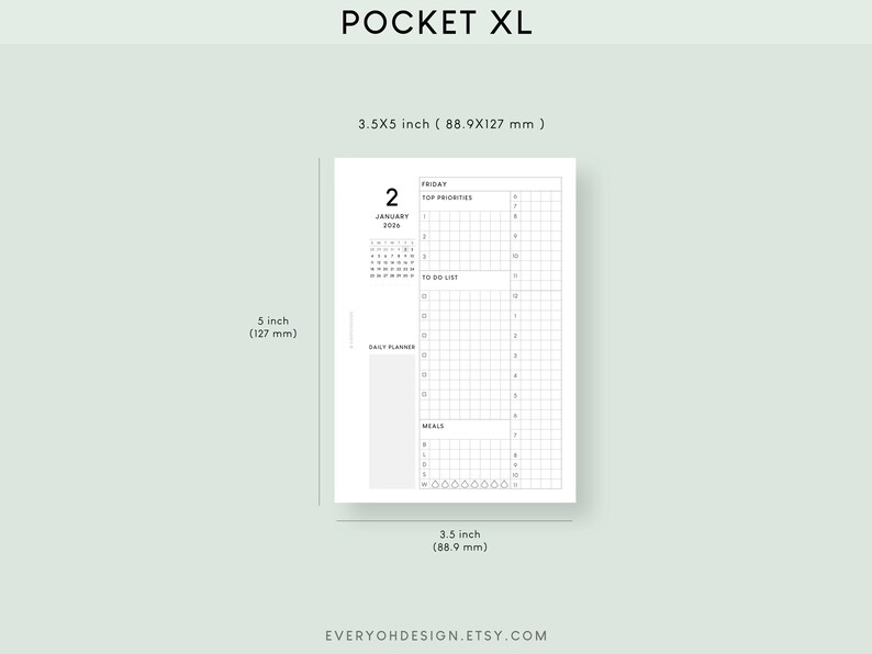 2026 Pocket XL Daily Planner Printable: Hourly Schedule (PDF) - Etsy ...