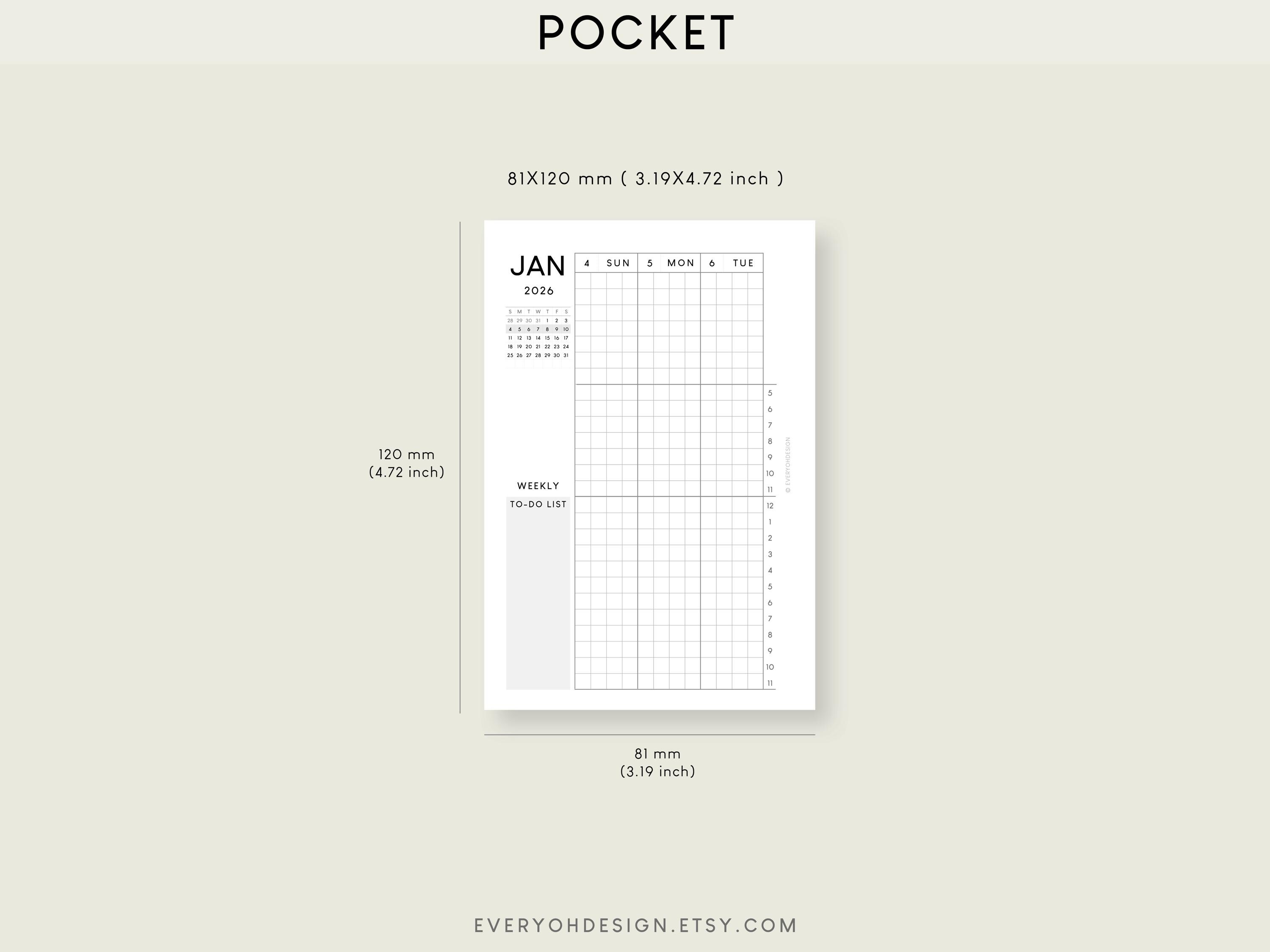 2026 Pocket Weekly Planner Printable Insert With Mini Calendar (PDF) - Etsy