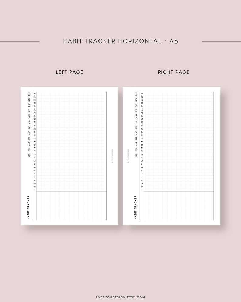 Monthly Habit Tracker A6 Printable Inserts A Month Tracking on One Page ...