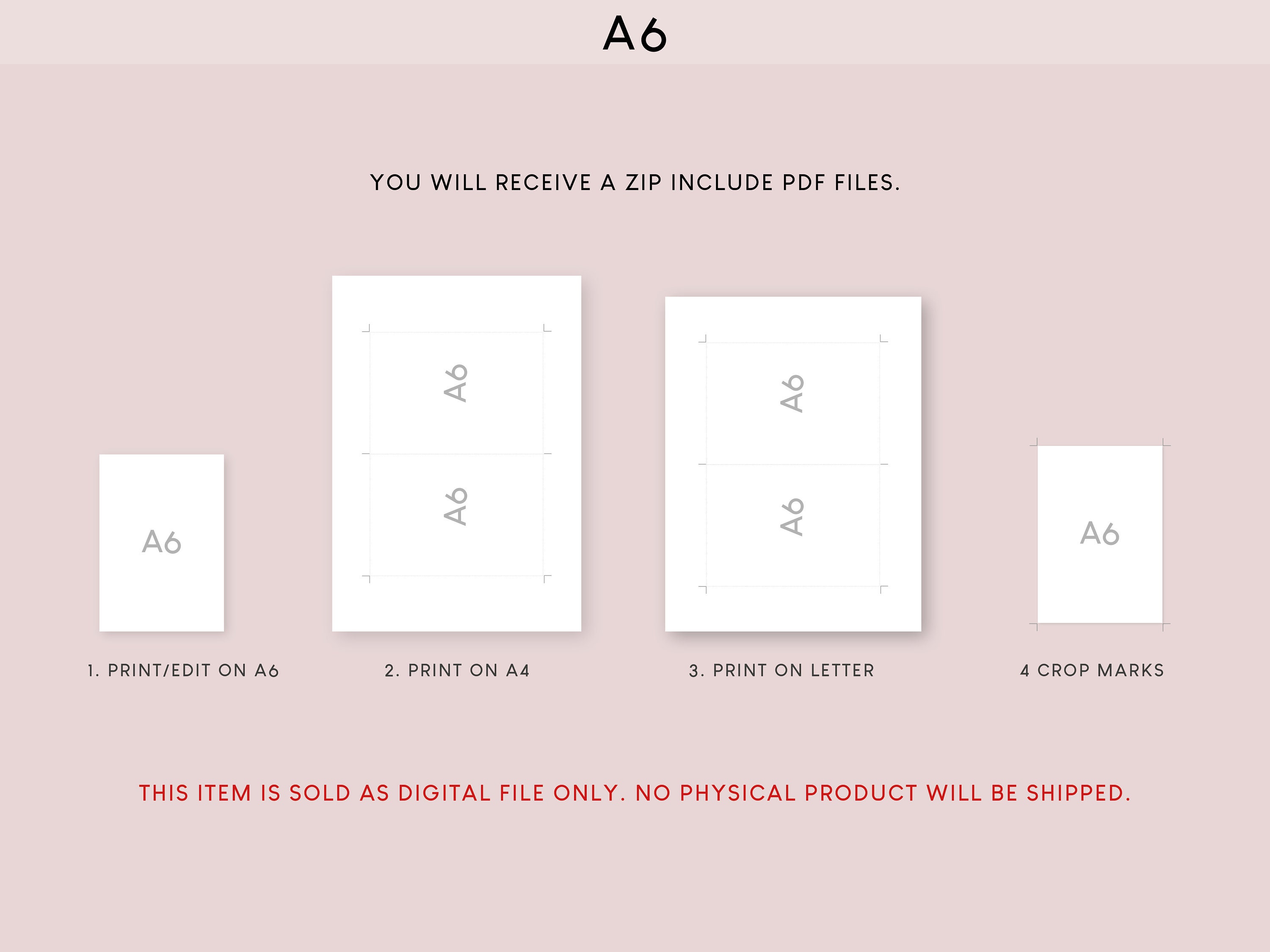 2026 Yearly Calendar A6 Printable Inserts: Minimalist Planner (PDF ...