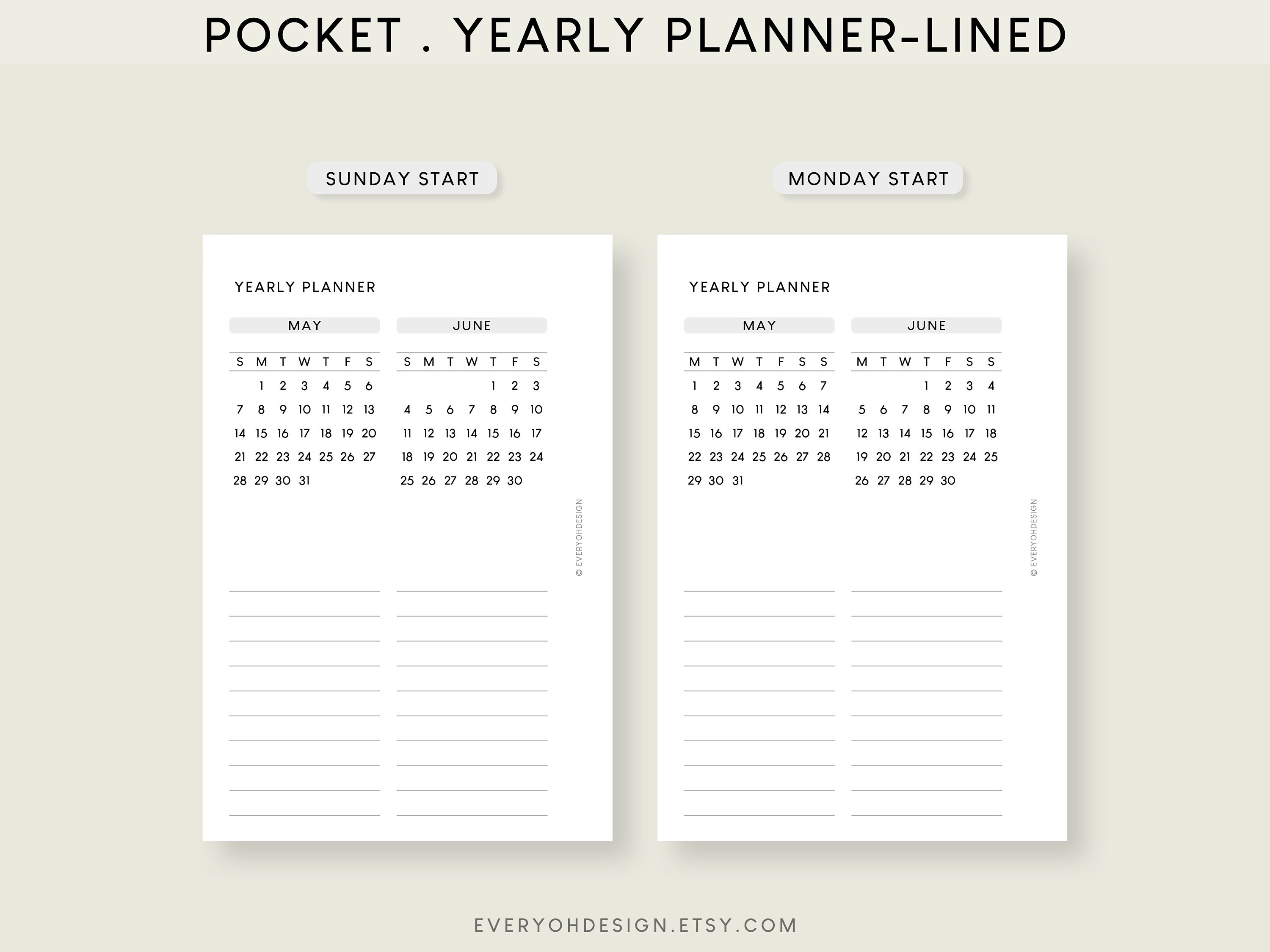 Printable 2022 2023 Yearly Planner Pocket Inserts Minimalist Etsy