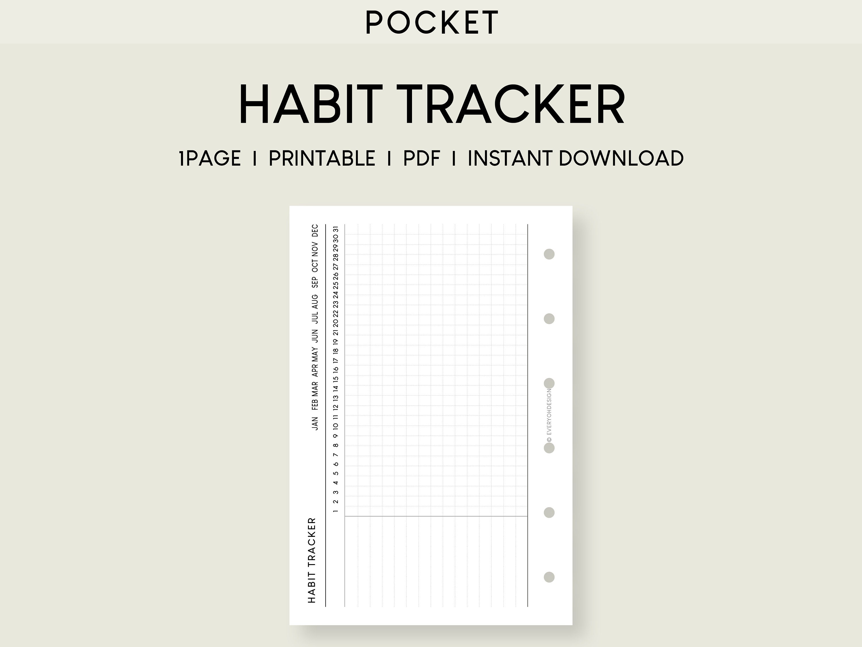 Pocket Monthly Habit Tracker Printable Inserts (PDF) - Etsy