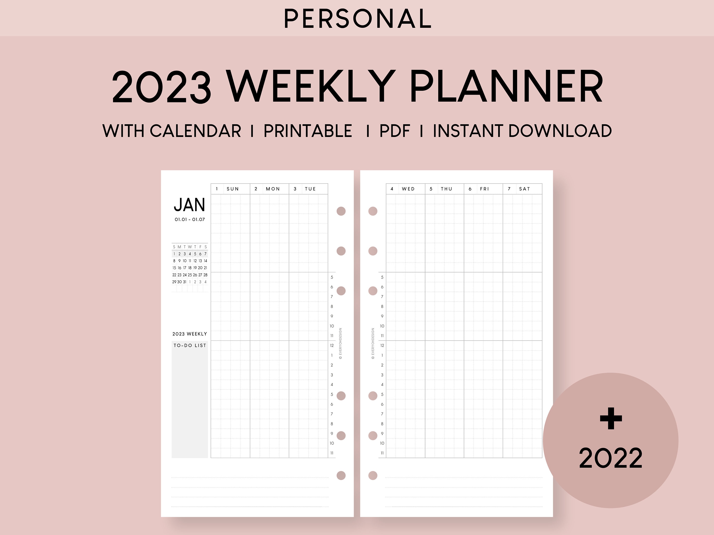 Personal 2023 Calendar Weekly Planner Printable Inserts - Etsy