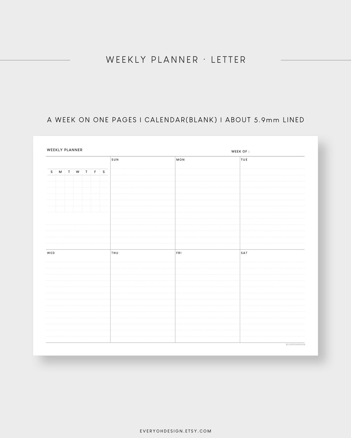 Undated Weekly With Calendar Printable Planner | A4 & Letter ...