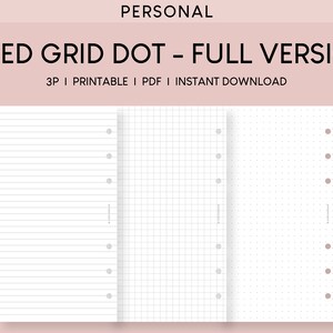 Personal Planner Inserts: Lined, Grid, Dot (PDF Pattern)