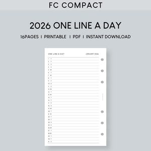 Planificador de una línea al día 2026: FC Compact Imprimible (PDF)
