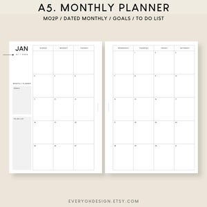 2026 Monthly Planner A5 Printable Insert: Minimalist Calendar (PDF) - Etsy