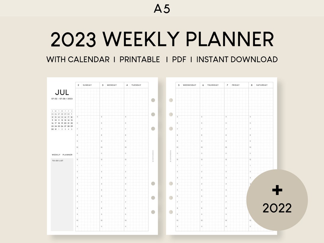 2023 Weekly Planner With Calendar Printable Inserts 52 Week - Etsy Sweden