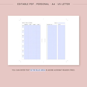 Printable Meal Planner Personal Inserts | Undated Weekly Menu Log ...