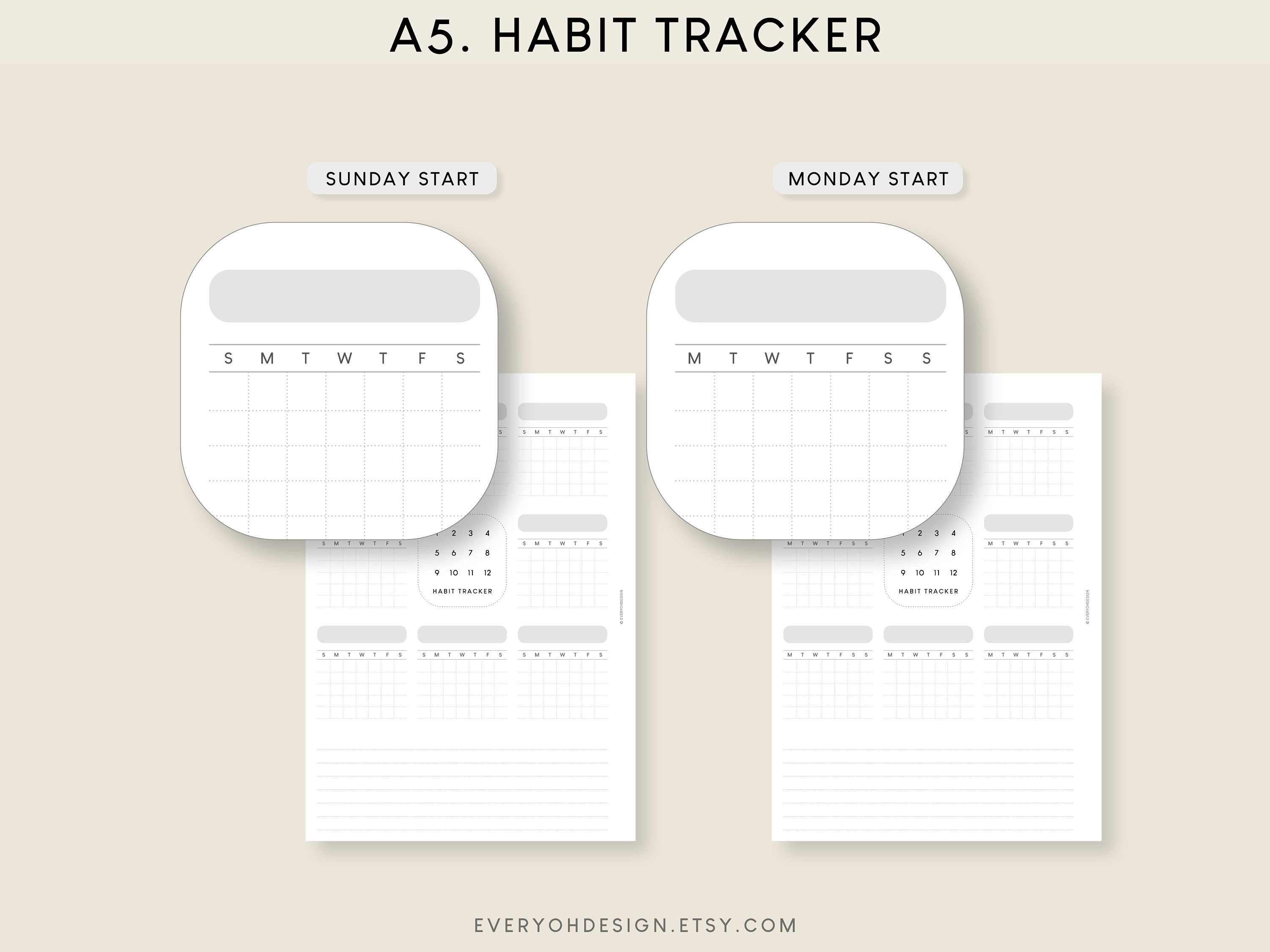 A5 Habit Tracker Printable Inserts: Monthly Routine Planner (PDF) - Etsy