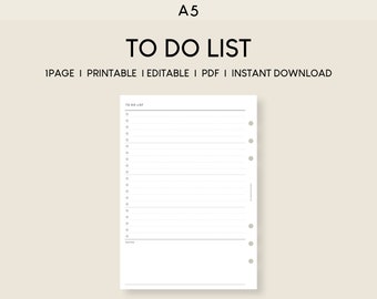 A5 To Do List Template: Minimalist Printable Checklist (PDF)