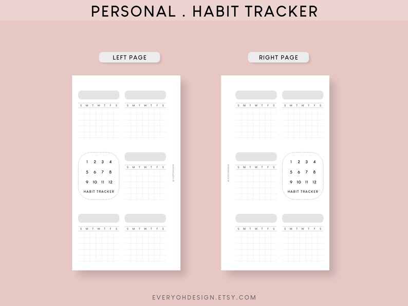 Minimalist Habit Tracker Printable: Personal Inserts, Monthly Template ...