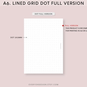 A6 Lined Grid Dot Paper Inserts | Notes Template (printable PDF) - Etsy