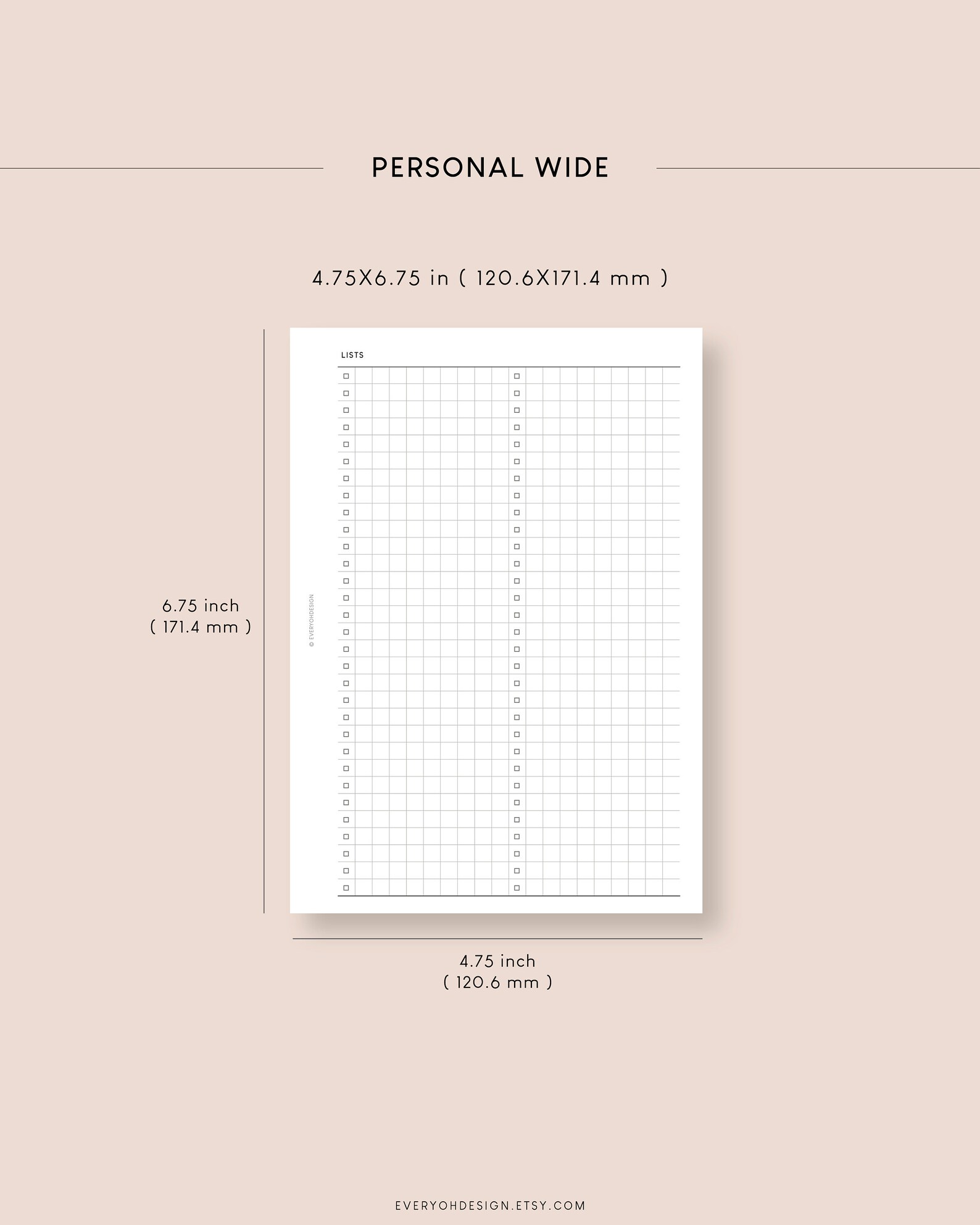 Personal Wide Printable Checklist Inserts: Grid & Lined (PDF) - Etsy