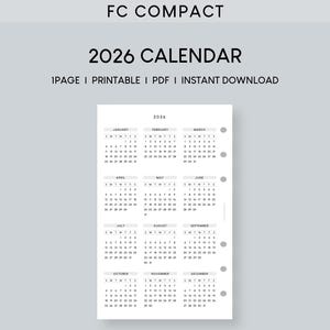 2026 Kalender FC Druckbare Einlage: Sonntag Start (PDF)