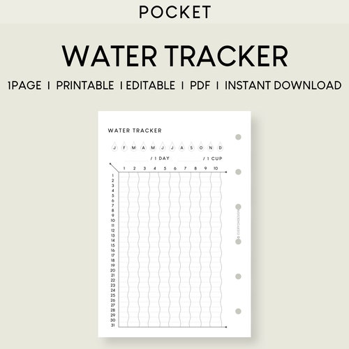 Water Tracker Pocket Printable Planner Inserts Water - Etsy