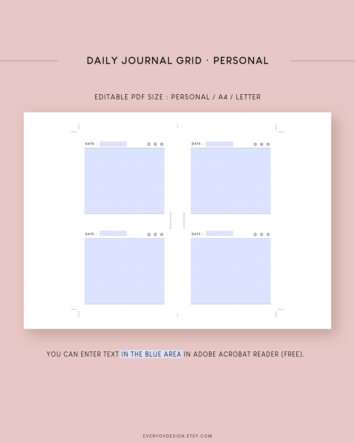 Personal Diary Template Printable Insert Daily Journal Editable Planner ...