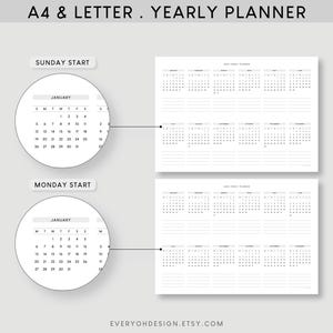 2025 Yearly Planner A4 & Letter | Printable Calendar Template ...