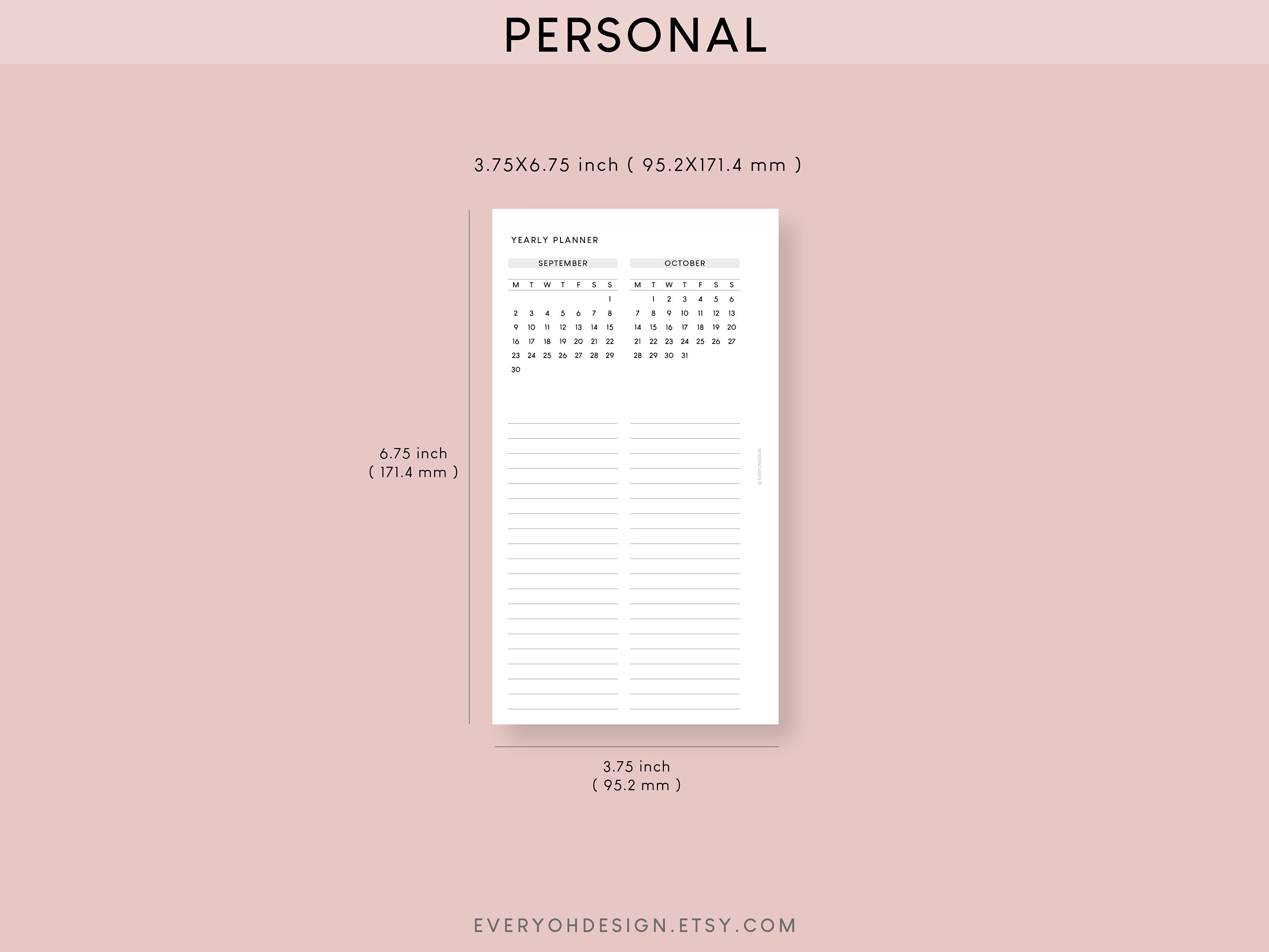 Personal 2024 Yearly Planner Printable Inserts Dated Calendar Editable ...