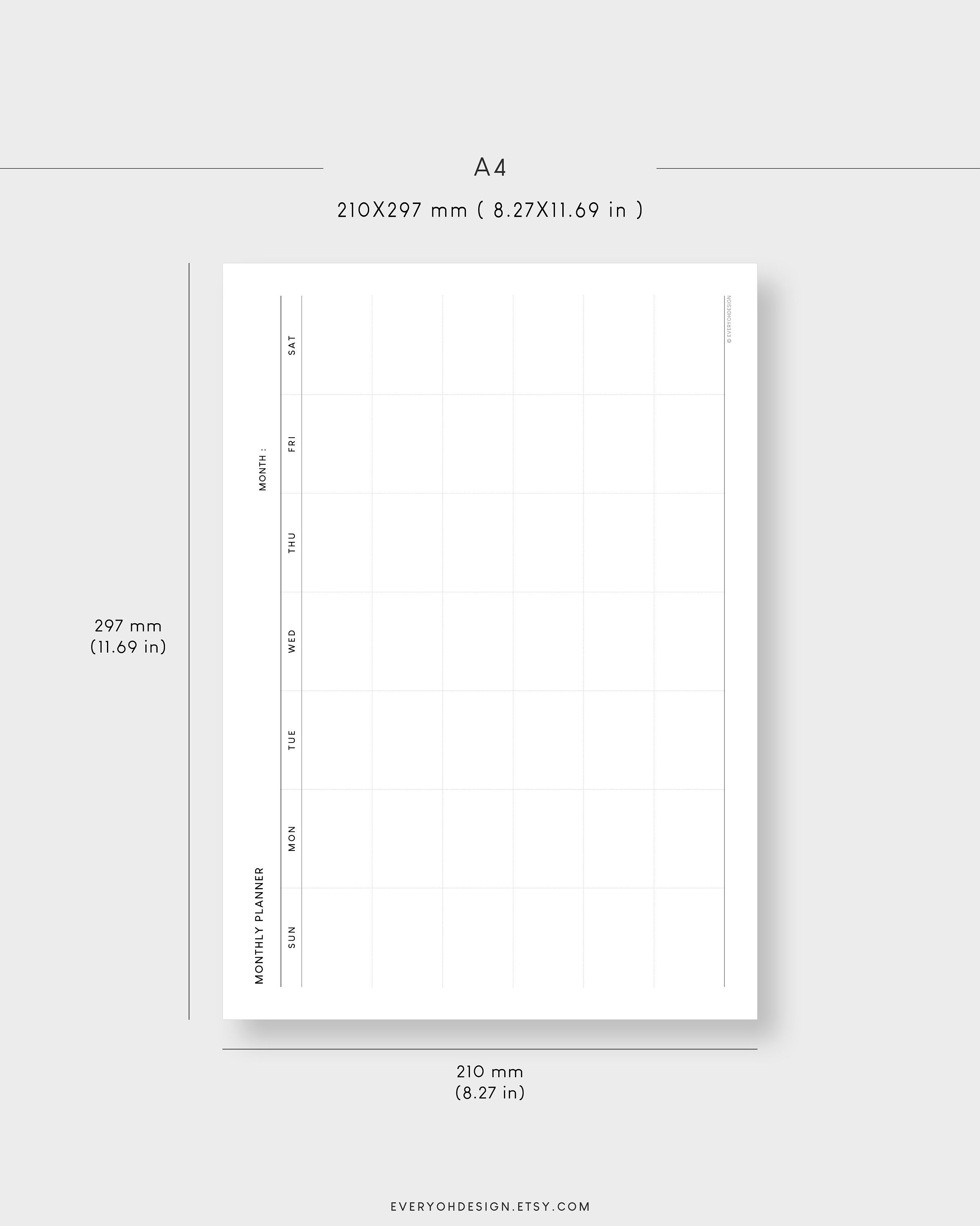 Minimalist Monthly Planner A4 & Letter Printable Paper Month Etsy