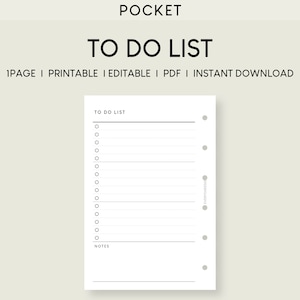 May include: A printable to-do list template with a simple design. The template has a title "To Do List" and a section for notes.