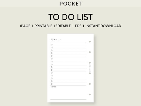 Pocket To-do List Printable Inserts Editable to Do List | Etsy