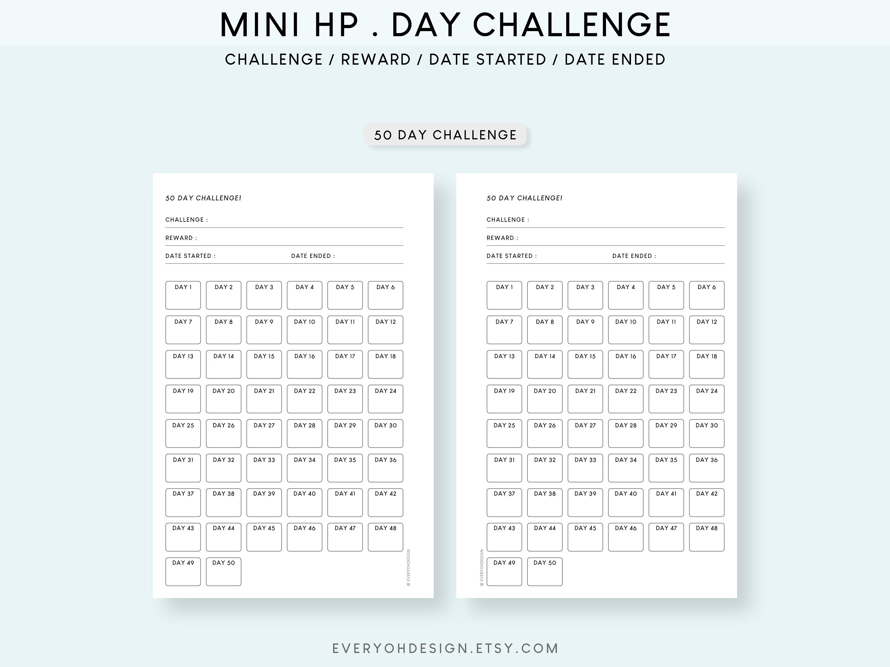30 Day Challenge Printable Bundle Mini HP 90 Day Tracker Template 30 ...