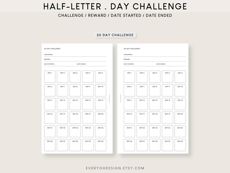 30 Day Challenge Printable Bundle 90 Day Tracker Template 30 Day ...