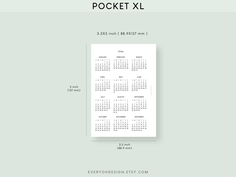 2026 Yearly Planner Printable Insert: Pocket Plus XL (PDF) - Etsy Australia