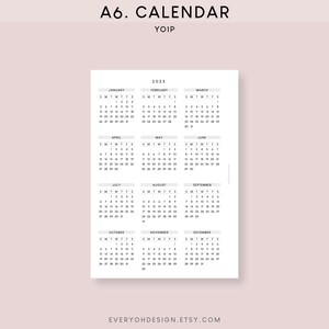 A6 2025 Calendar Overview Printable Insert | Dated Yearly Planner ...