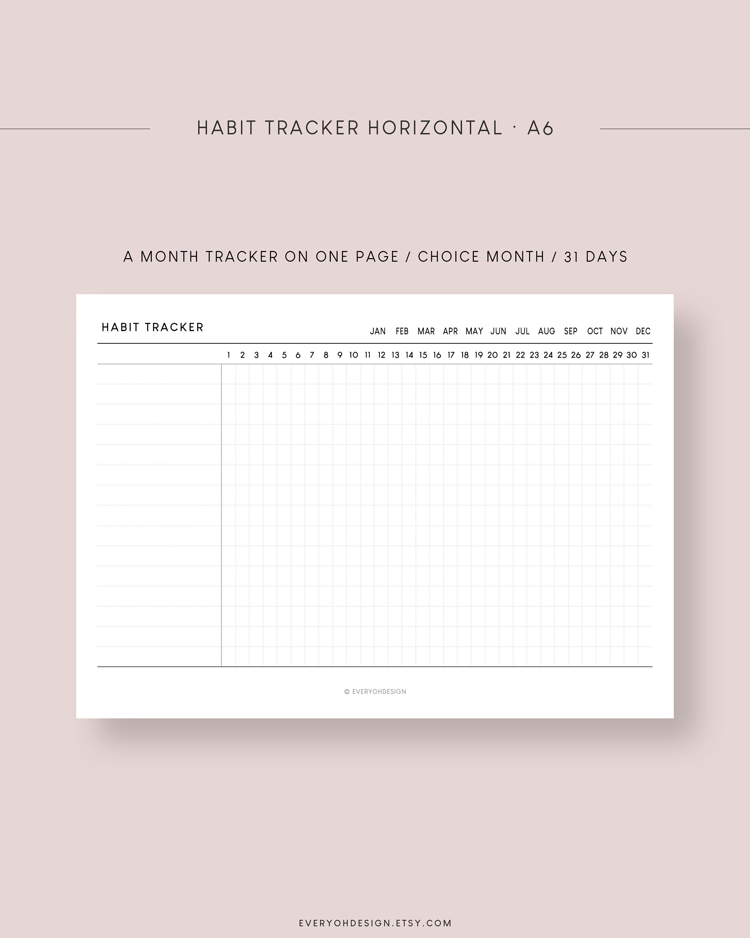 A6 Monthly Habit Tracker Printable: Minimalist Planner Inserts (PDF) - Etsy