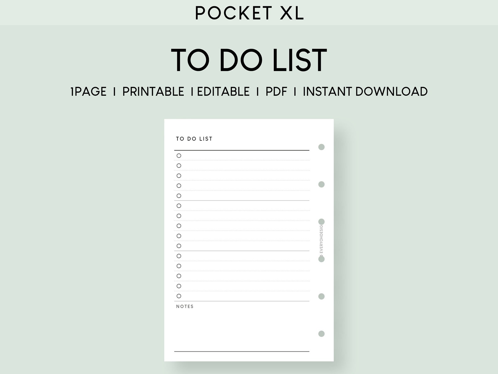 Pocket Plus to Do List Printable Checklist Planner Fillable Editable ...