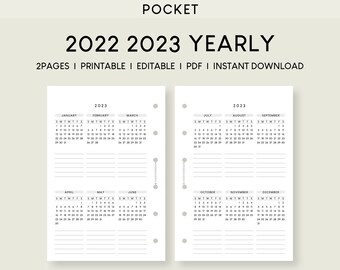 Pocket Yearly Overview Printable Year at a Glance Annual - Etsy