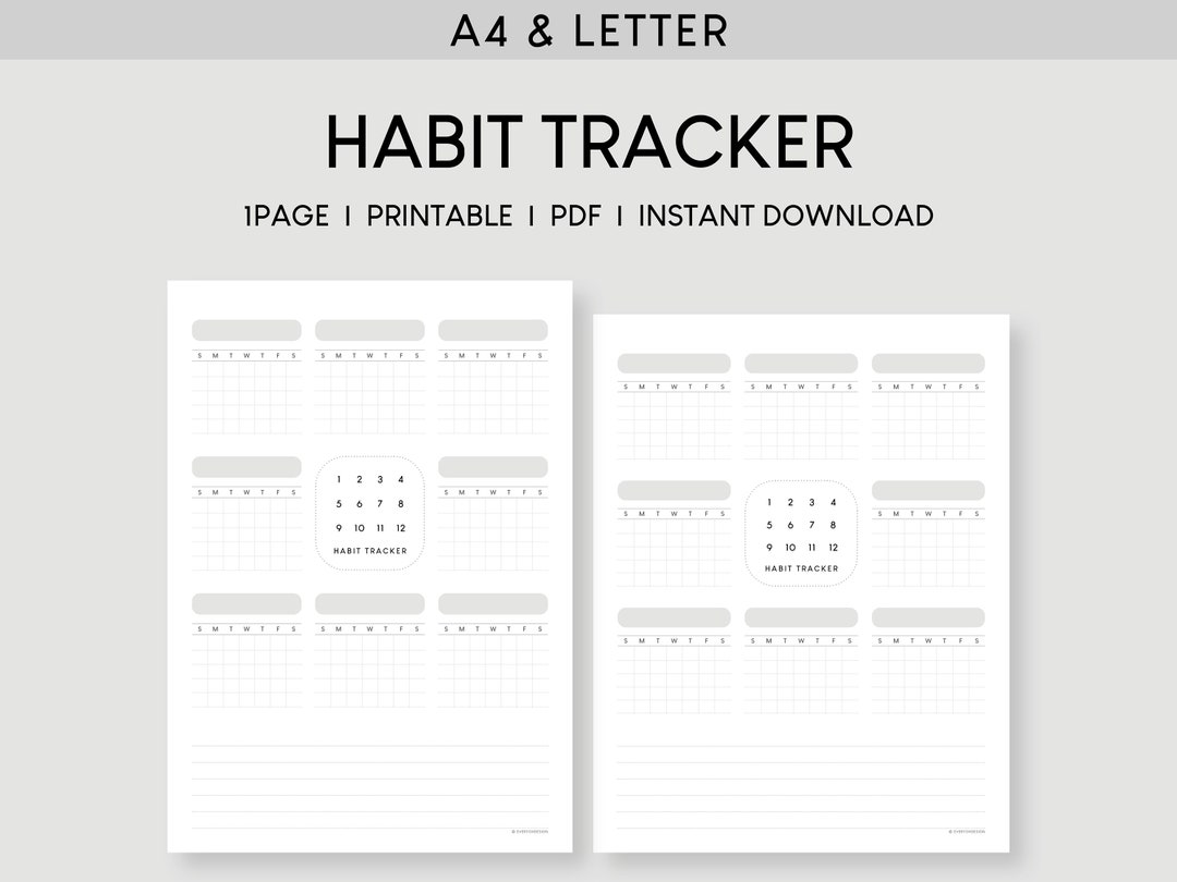 Minimalist Habit Tracker Printable: A4 & Letter (PDF) - Etsy