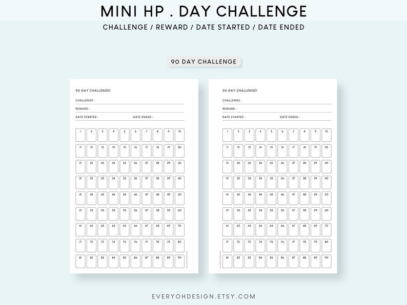 30 Day Challenge Printable Bundle Mini HP 90 Day Tracker Template 30 ...