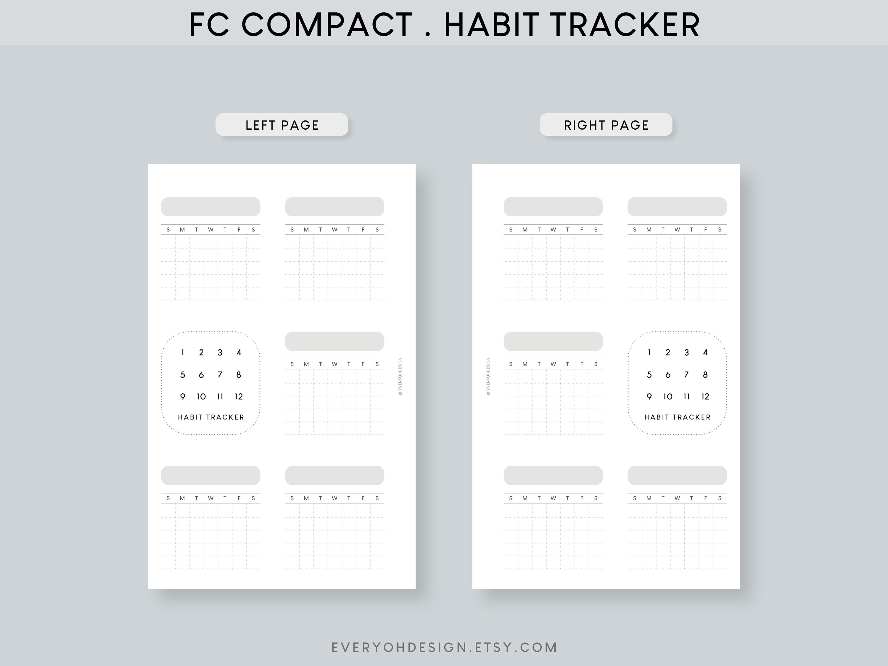 Habit Tracker Printable FC Compact Inserts Monthly Routine Planner Goal ...