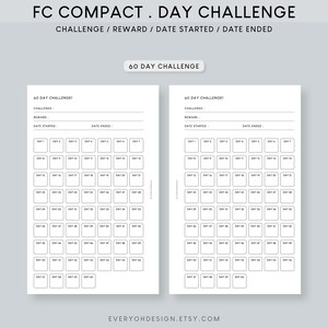 30 Day Challenge Printable Bundle FC Compact 90 Day Tracker Template 30 ...