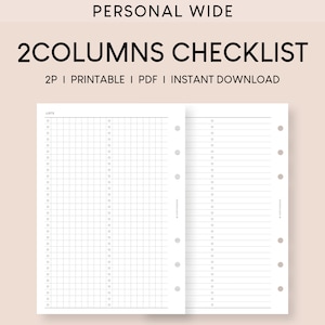 Blank Lists Grid & Lined Personal Wide Printable Planner Inserts | Minimalist Checklist Template | Simple Checkbox Lists Worksheet