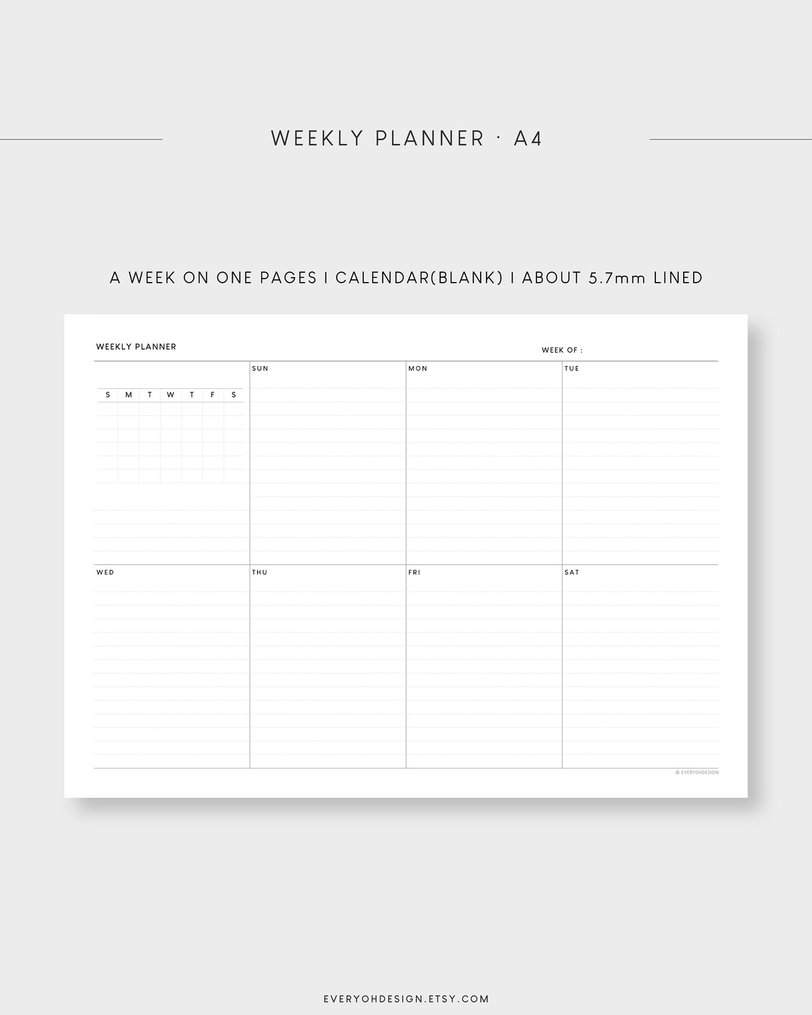 Undated Weekly With Calendar Printable Planner | A4 & Letter ...
