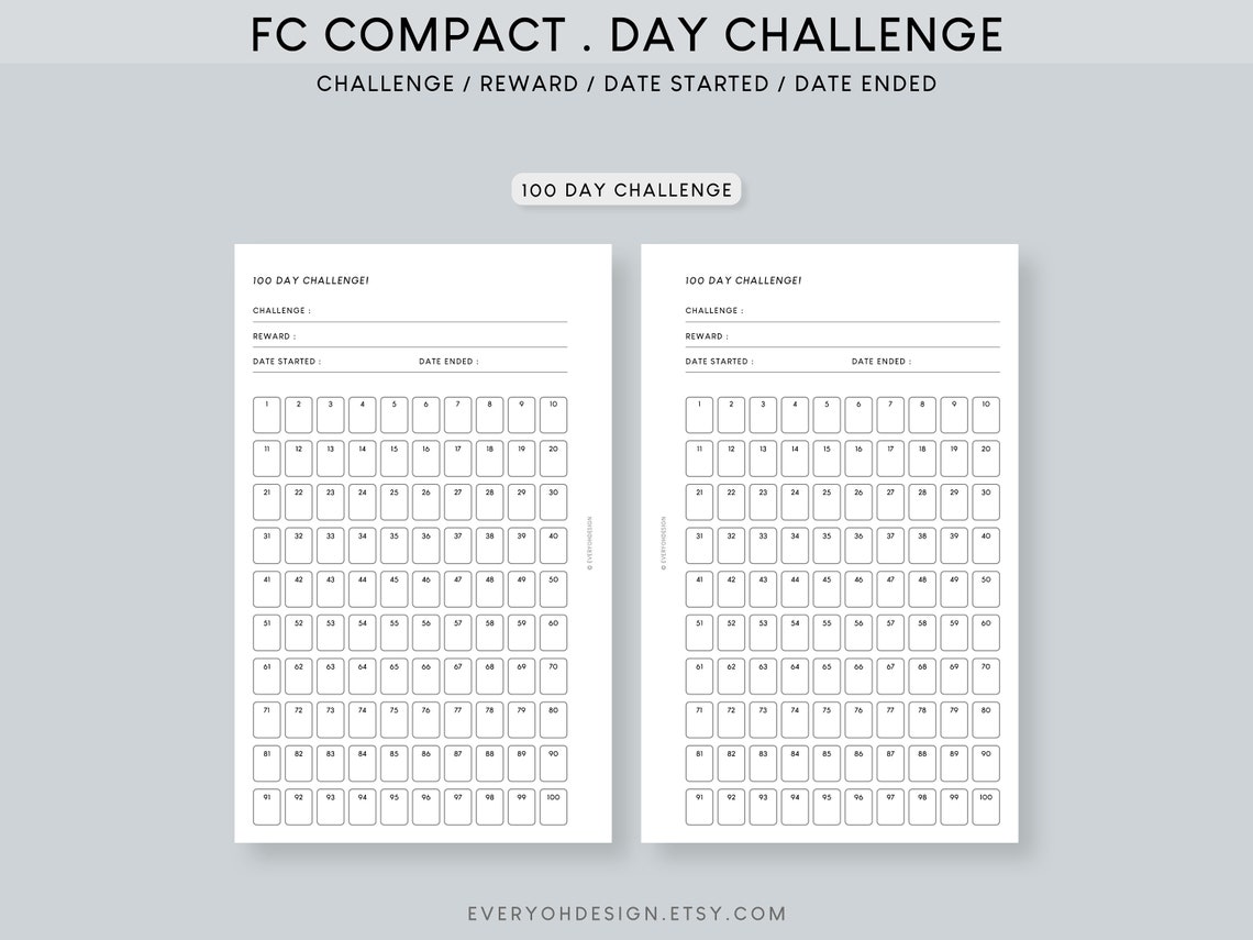 30 Day Challenge Printable Bundle FC Compact 90 Day Tracker Template 30 ...