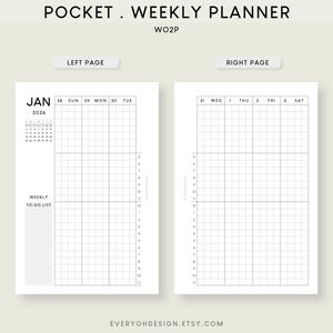 2026 Pocket Weekly Planner Printable Insert With Mini Calendar (PDF) - Etsy