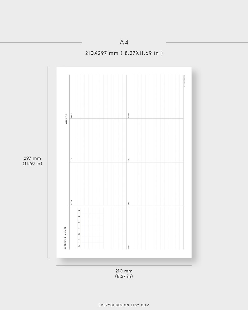 Undated Weekly With Calendar Printable Planner | A4 &amp; Letter ...