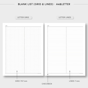 A4 & Letter Blank Lists Printable Planner | Minimalist 2 Columns ...
