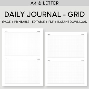 Diario diario imprimible A4 y carta / Registro diario del planificador sin fecha / Hoja de trabajo PDF editable / Plantilla Goodnotes de notas de gratitud / Registro diario
